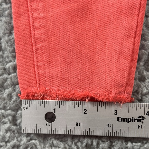 TRACTR MONA Bright Orange Coral High Rise Stretch Cut Off Crop Jeans Sz 0/25 NWT - Picture 8 of 11
